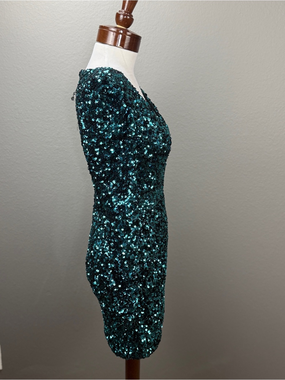 Lulus Brand New You Teal Blue Sequin Bodycon Mini Dress Sz XS Party Evening - Picture 5 of 14